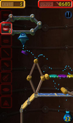 Screenshots of the game Enigmo on Android phone, tablet.
