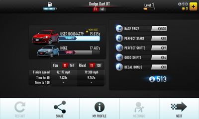 Screenshots of the game CSR Racing on Android phone, tablet.