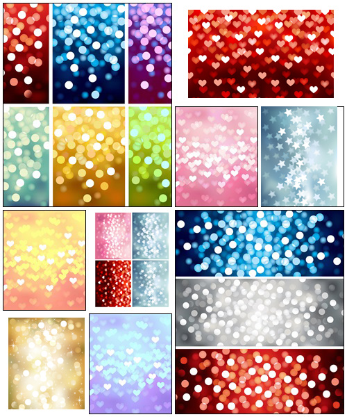 Set of festive lights in heart and star shapes - vector stock