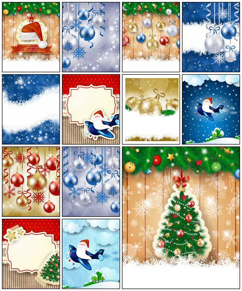 Christmas background with fir and tree - vector stock