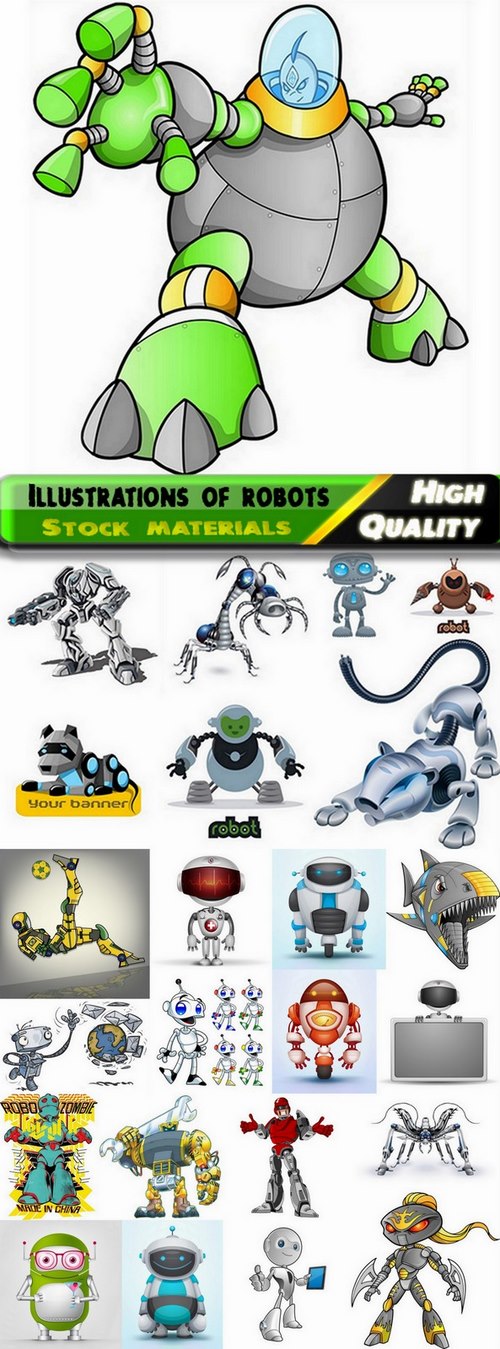 Illustrations of different vectpr robots from stock #2 - 25 Eps