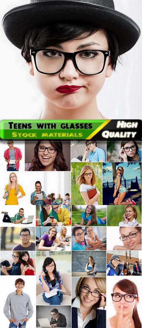 Teens with glasses Stock images - 25 Eps