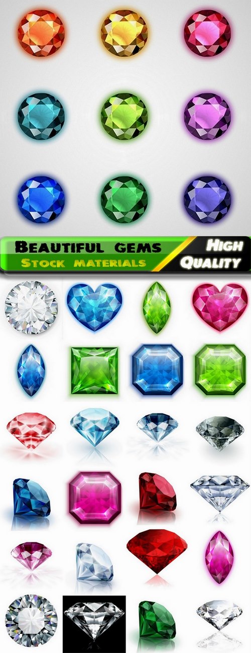 Beautiful gems and gemstones  in vector from stock - 25 Eps