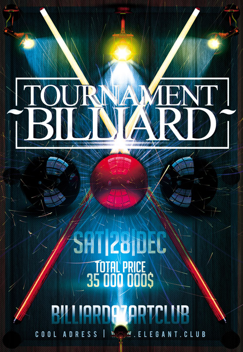 Flyer PSD Template - Billiard Tournament » HeroGFX Graphic Design