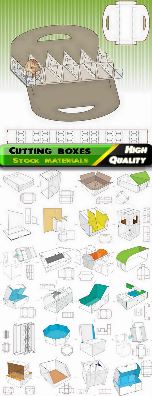 Template for cutting boxes in vector from stock #6 - 25 Eps