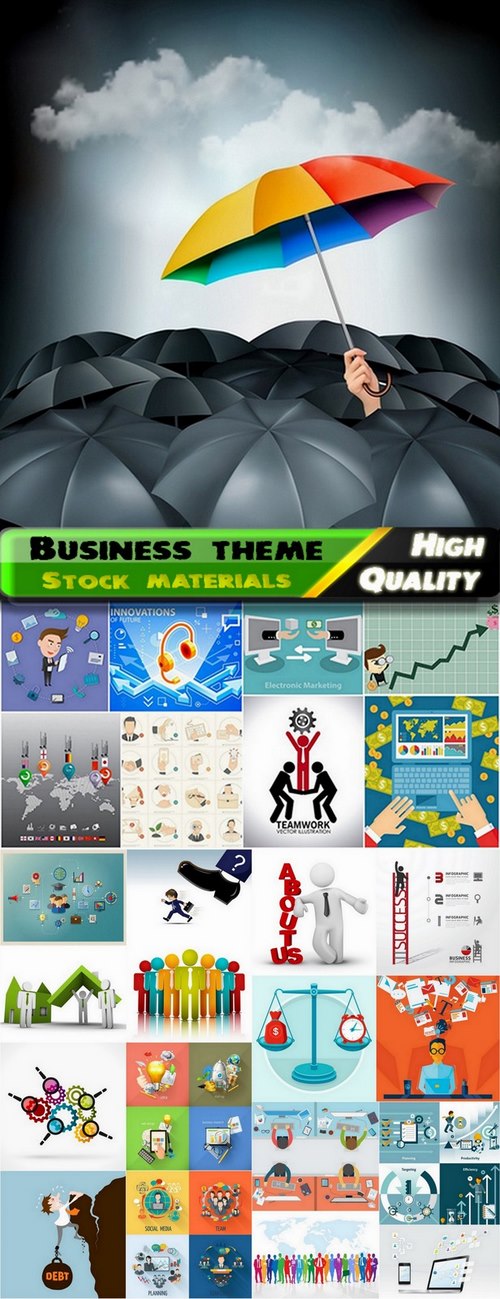 Flat elements and business theme vectors from stock - 25 Eps