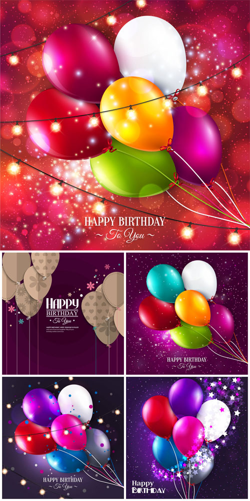 Happy birthday, balloons, vector backgrounds #2