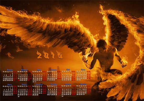 Настенный календарь - Пламя и ангел
