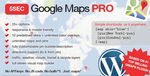 5sec Google Maps PRO v1.3.5 - WordPress Plugin graphic