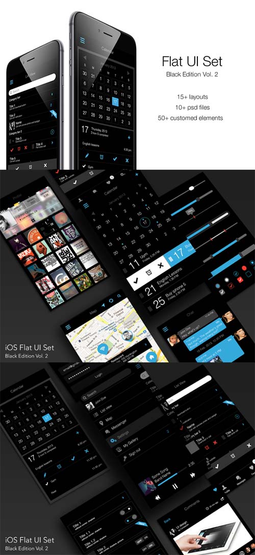 CreativeMarket iOS Flat UI Set Black Edition Vol. 2