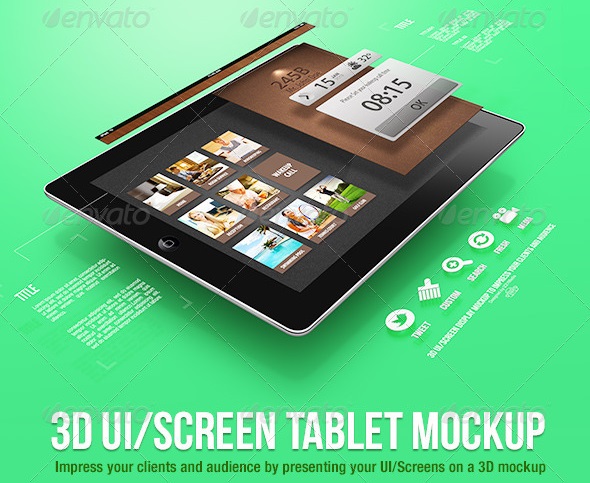 GraphicRiver - 3D UI Screen Tablet Mockup