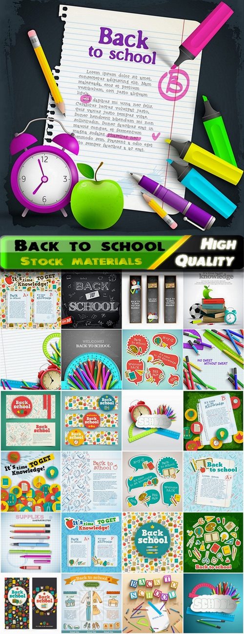 Back to school backgrounds and stationery elements 2 - 25 Eps
