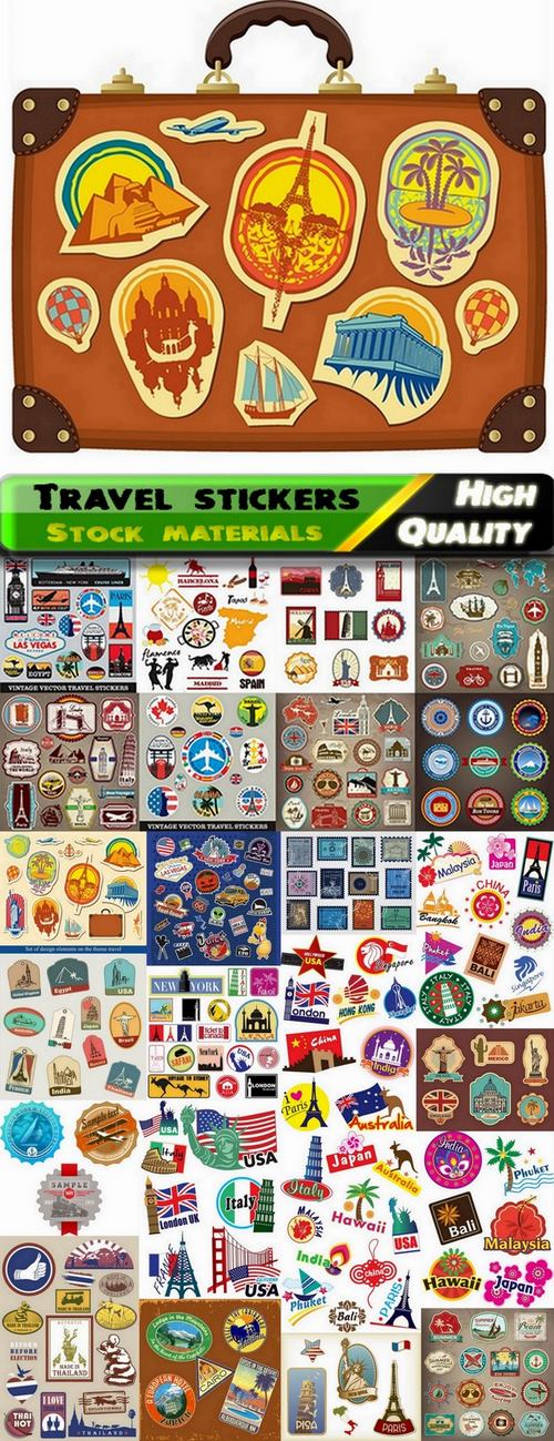 Travel labels and stickers teplate design - 25 Eps