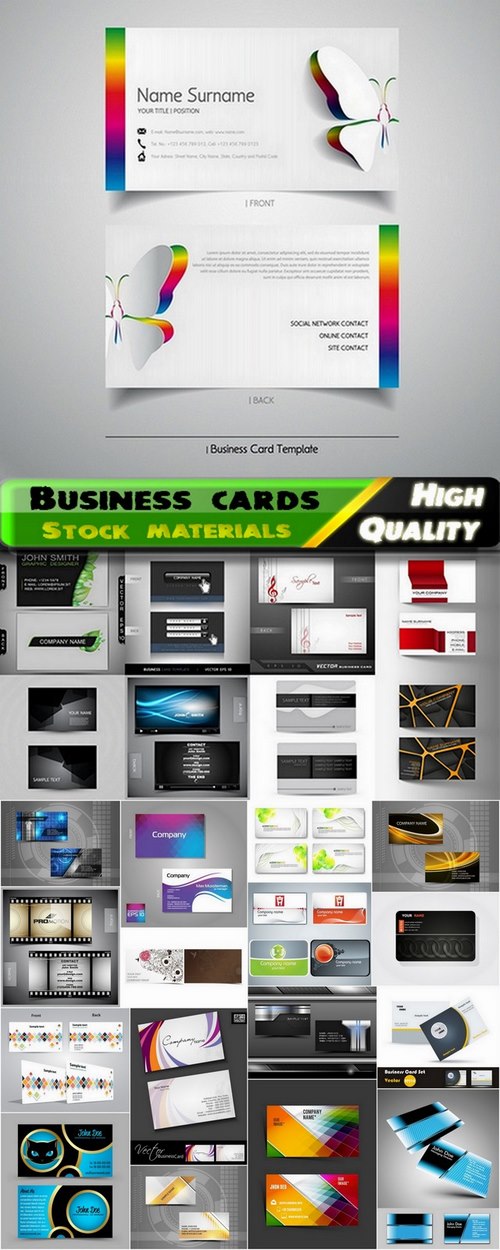 Business cards template design in vector from stock #19 - 25 Eps