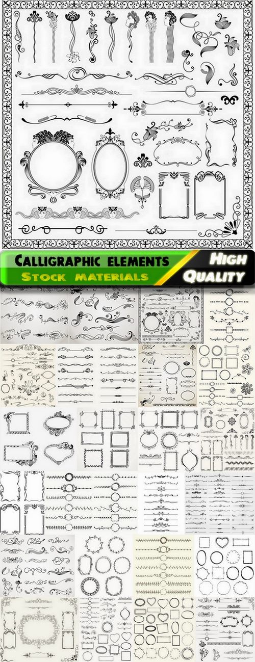 Calligraphic design elements for page decorations #21 - 25 Eps