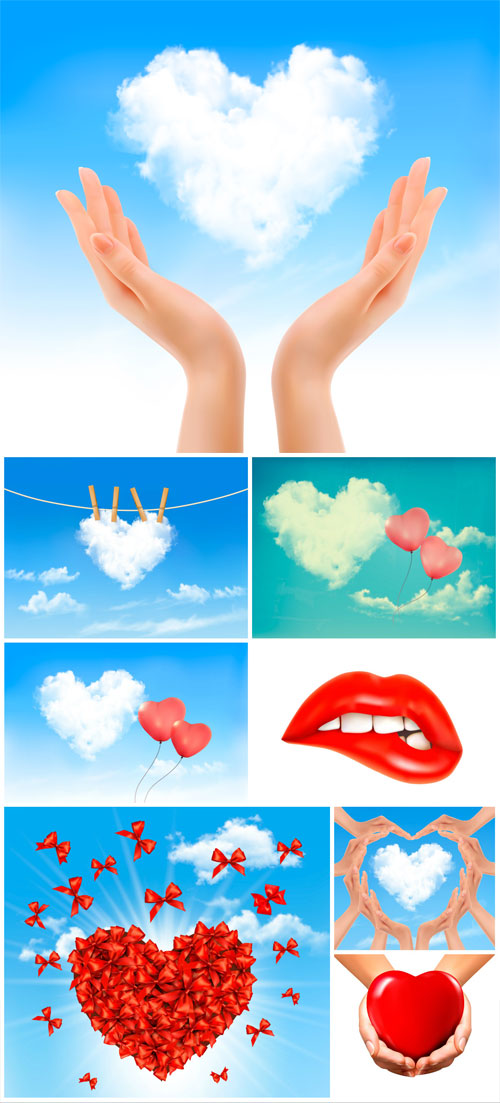 Clouds and hearts vector, valentines day 6