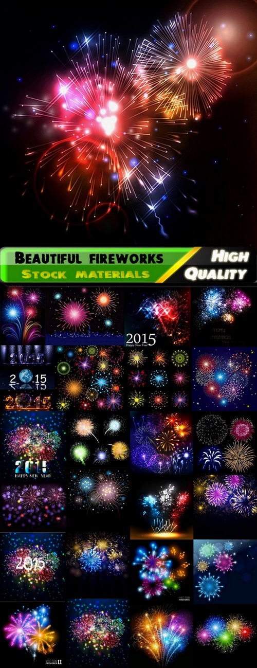 Beautiful fireworks with shiny elements - 25 Eps