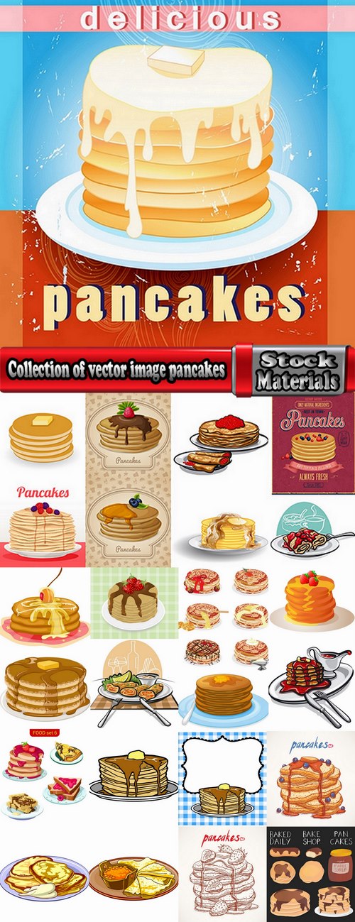 Collection of vector image pancakes 25 Eps