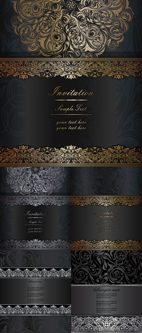 Dark style floral vintage backgrounds vector graphics