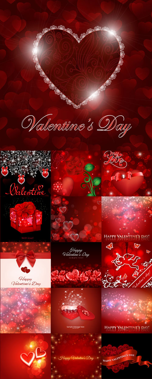 Romantic Valentine's Day vector backgrounds set 11