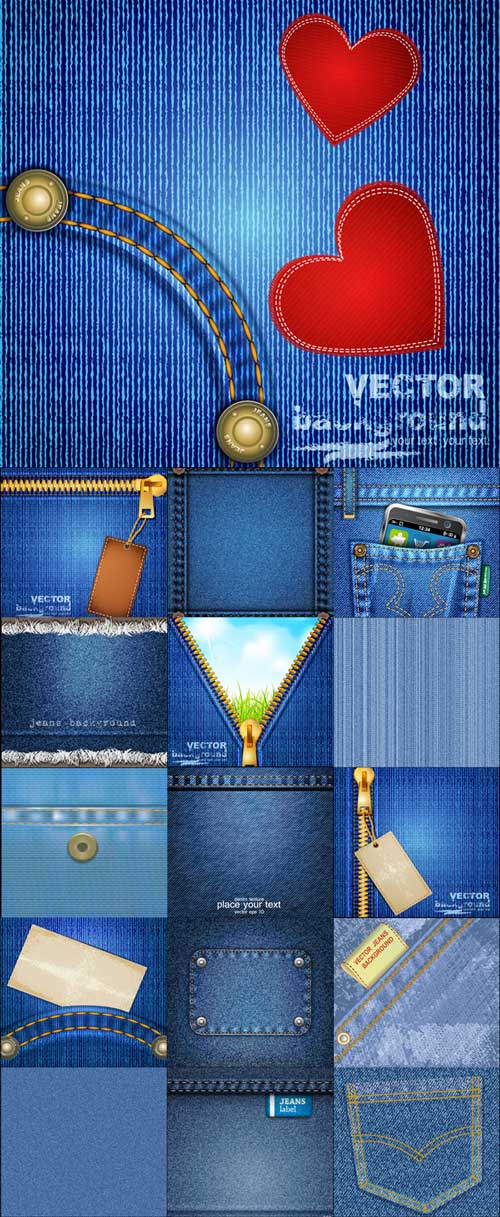 Vector jeans design elements backgrounds