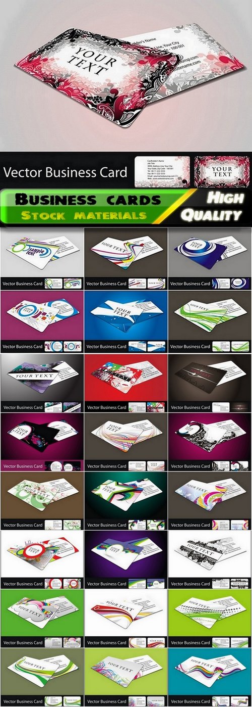Business cards template design in vector from stock #20 - 25 Eps