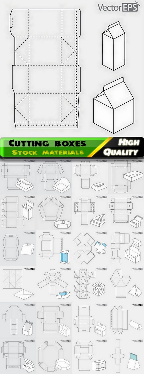 Template for cutting boxes in vector from stock #11 - 25 Eps