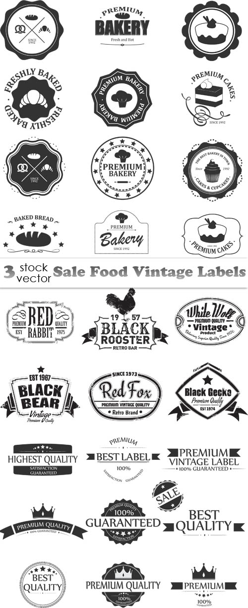 Vectors - Sale Food Vintage Labels 4