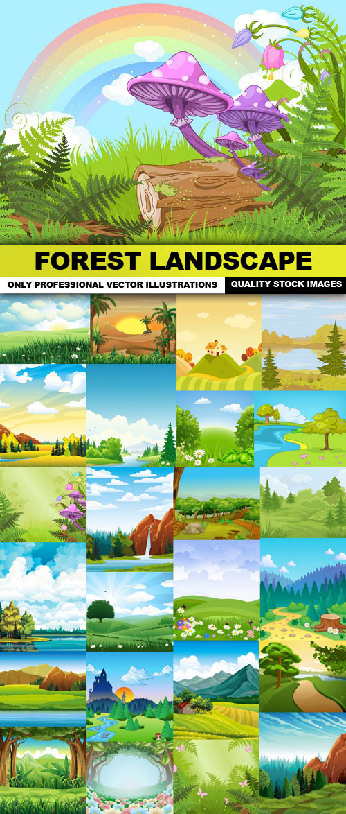 Forest Landscape Vector set 2