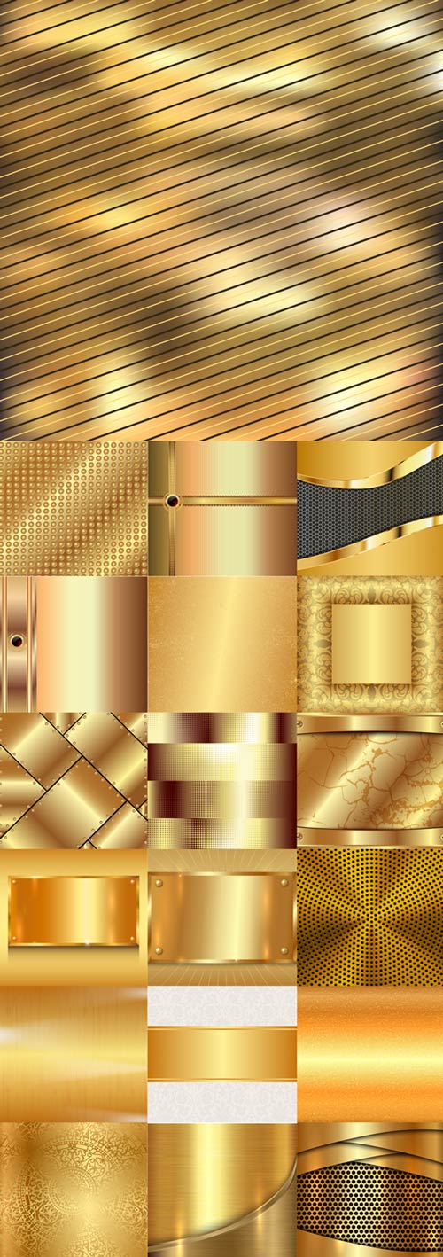 Shiny golden metallic vector backgrounds material