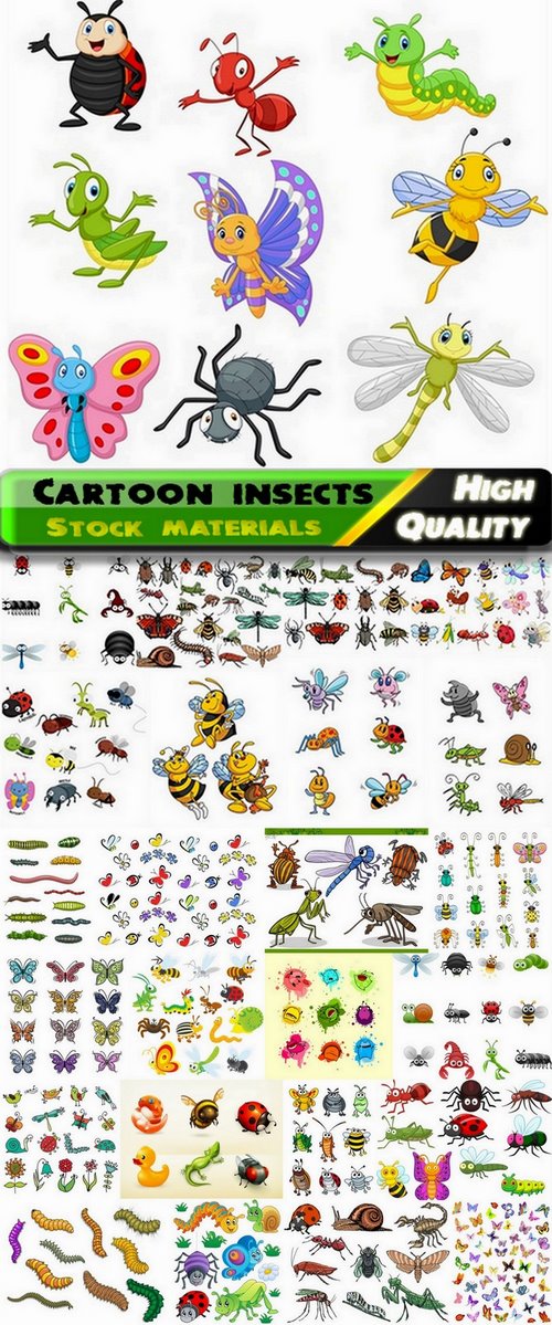 Set of funny cartoon insects - 25 Eps